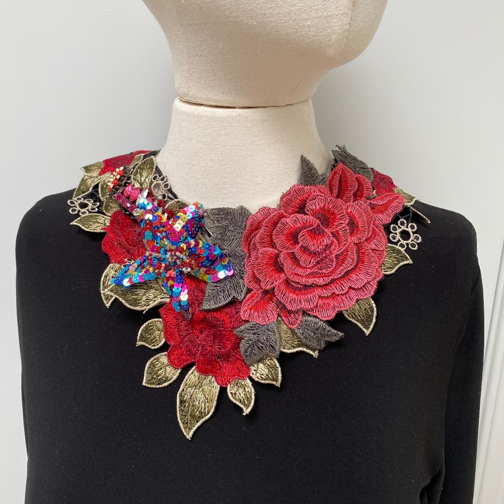 Fabric and sequined necklace